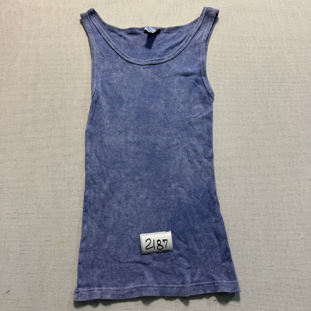 Acid Wash Ribbed Tank Top Womens 2XL Blue Purple